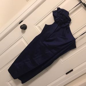 One shoulder. Blue dress. Size 16.